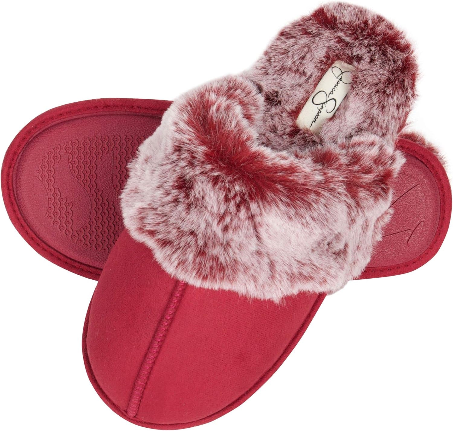 Women'S Comfy Faux Fur House Slipper Scuff Memory Foam Slip on Anti-Skid Sole